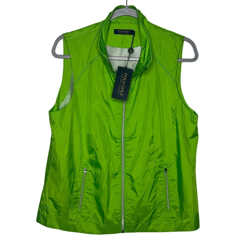Polo Golf Ralph Lauren Lime Green Zip Vest Size L NWT Water Repellent